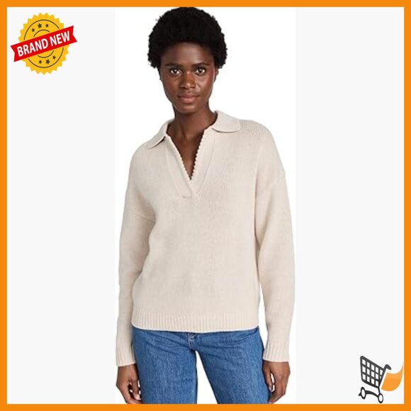 Long Sleeve Polo Sweater with Scallop Detail Fitted Fit